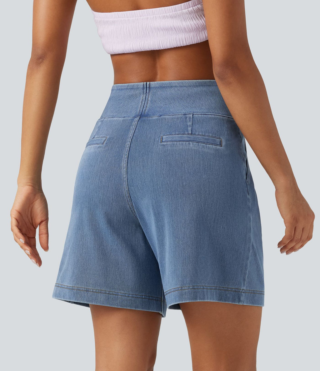 Halara Flex™ Short décontracté ample en jean taille haute 17,5 cm avec poches