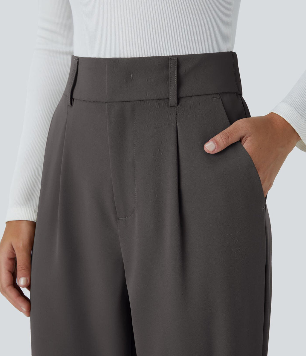 Pantalon tailleur Halara Flex™ fuselé uni, taille haute, avec poches