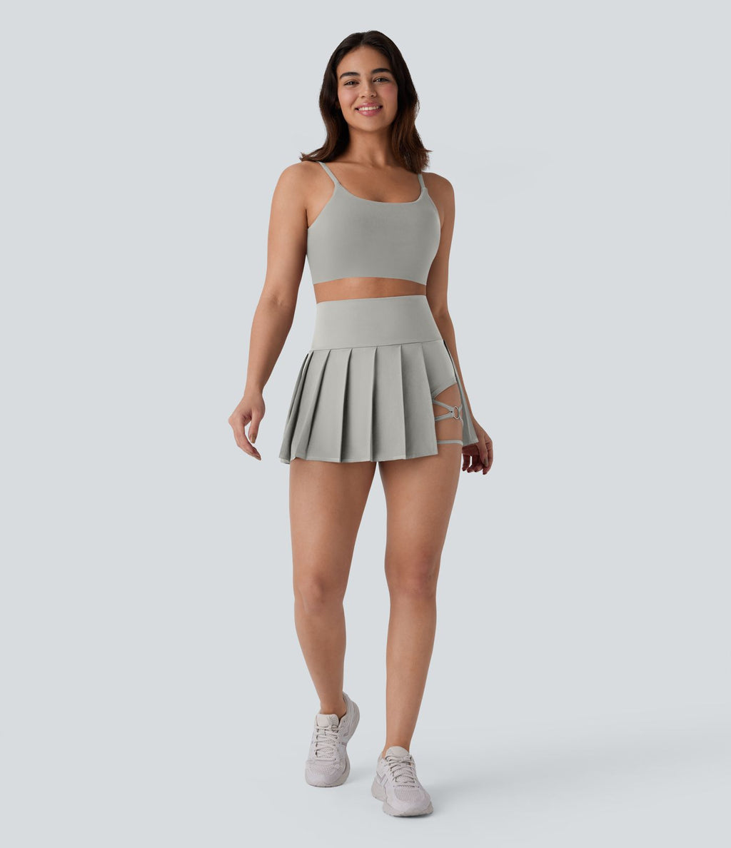 Jupe-short de danse mini Breezeful™ à taille haute, plissée, 2-en-1, avec poches latérales et arrière, ourlet asymétrique et séchage rapide