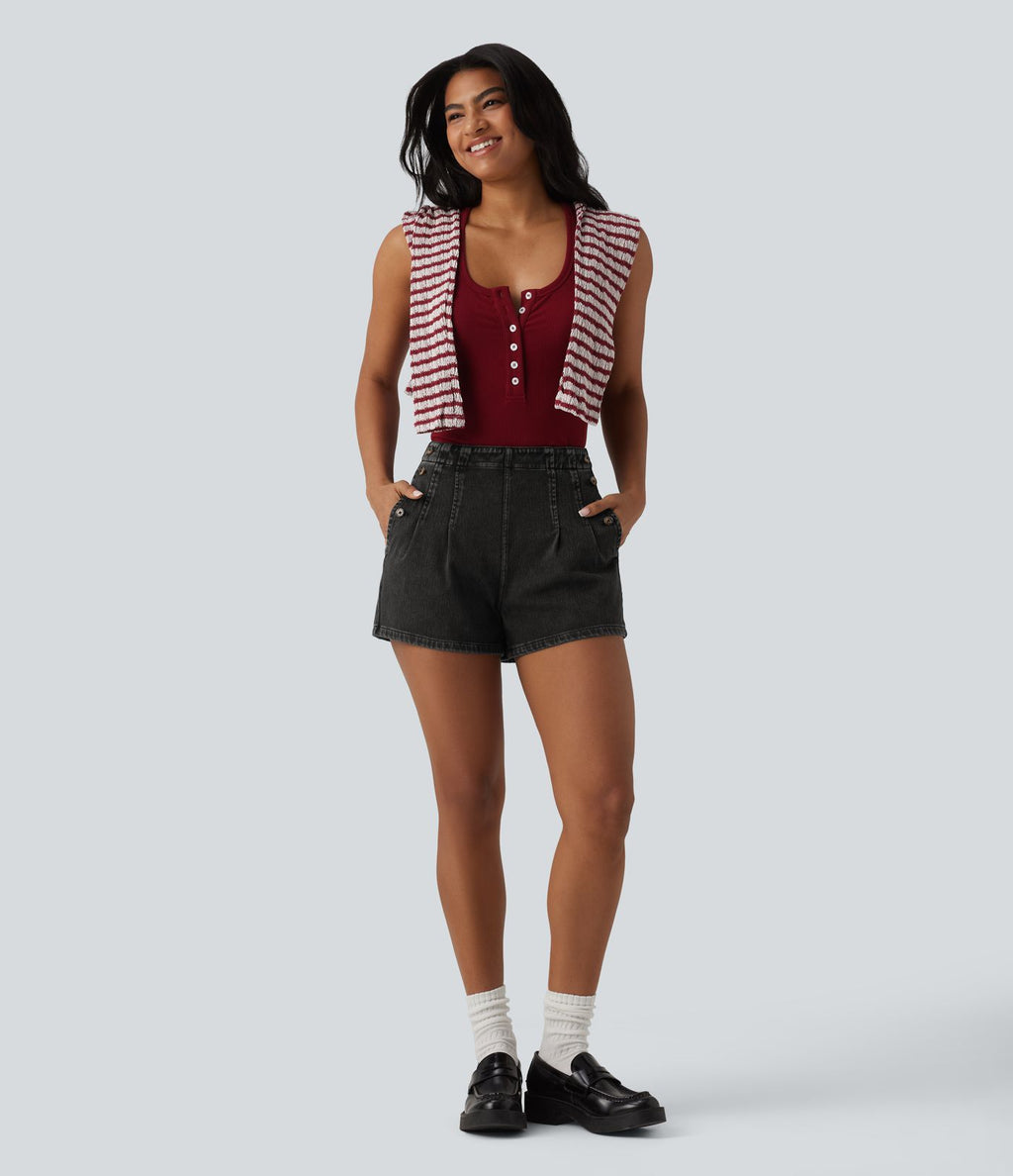 Halara Flex™ Short en denim taille haute 7,5 cm avec poches