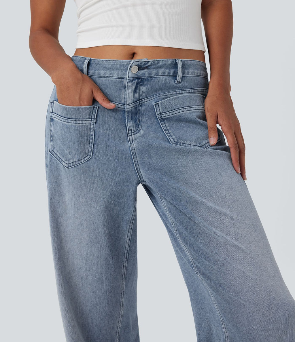 Halara Flex™ Jean coupe droite décontracté taille mi-haute avec poches