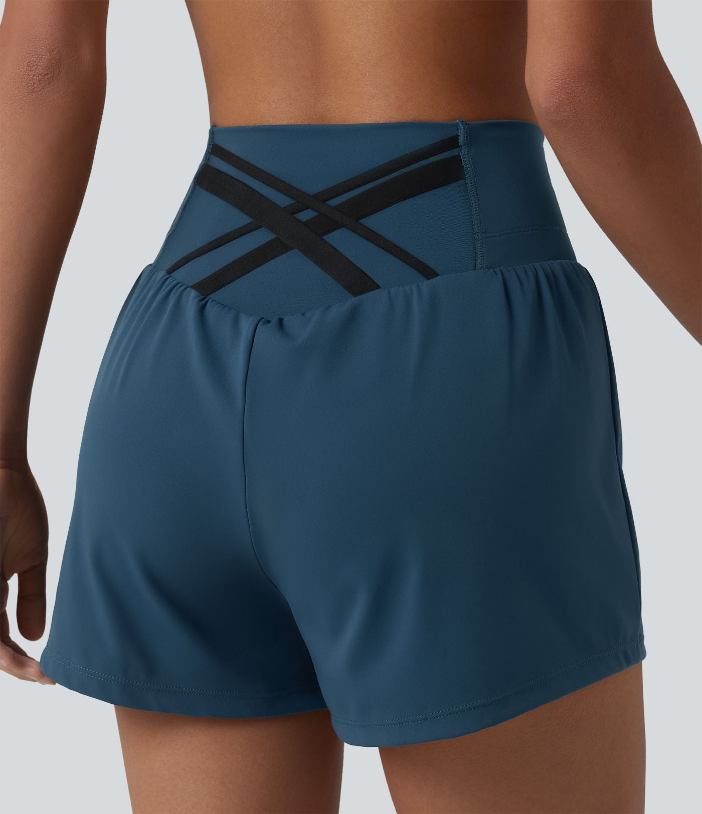 Short de yoga 2-en-1 SoftlyZero™ Airy taille haute dos croisé effet frais InstantCool avec poche