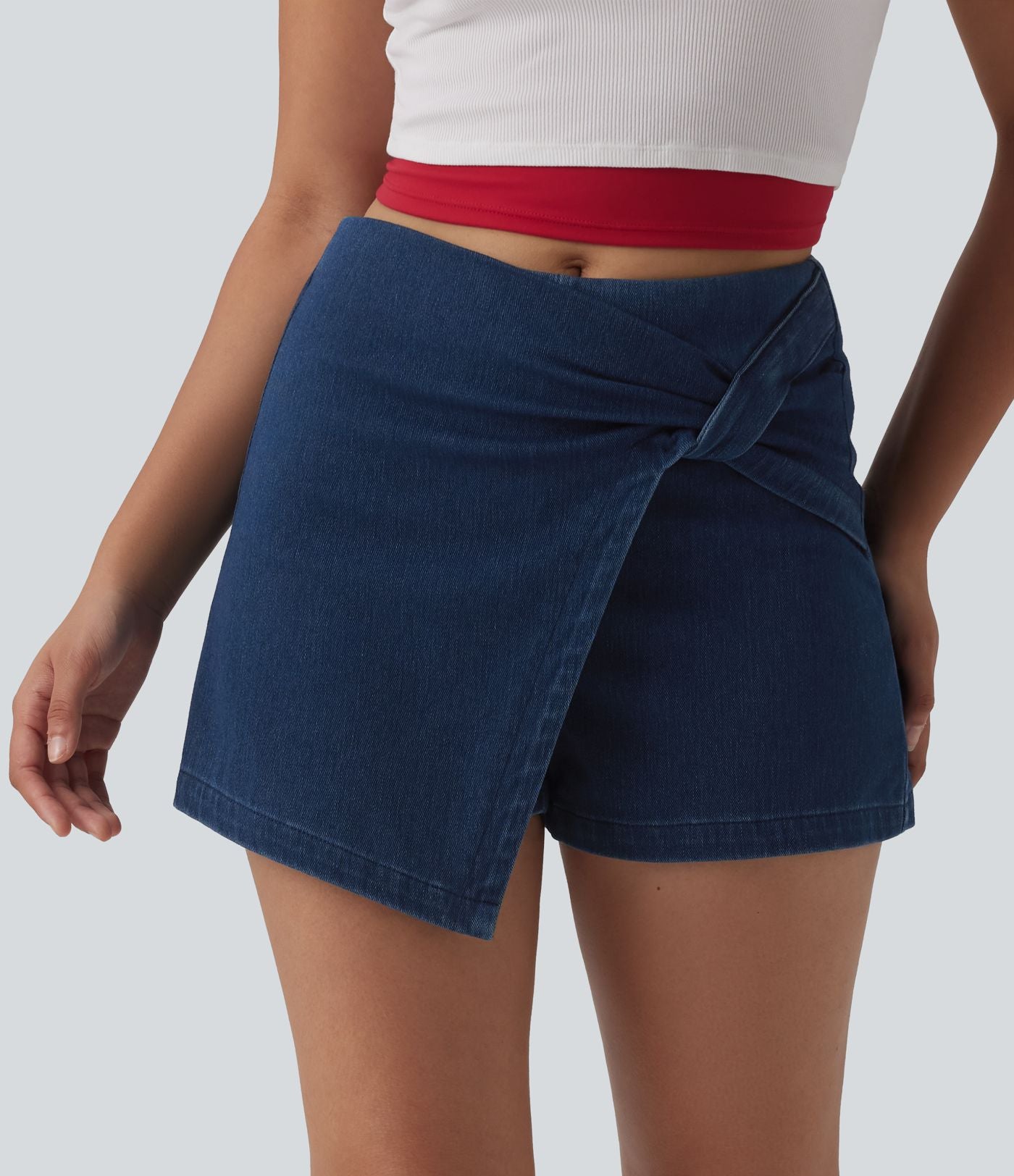 Halara Flex™ Skort micro-court en denim taille mi-haute
