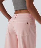 Halara Flex™ Jean large casual asymétrique coloré taille basse avec poches