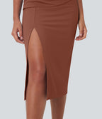 Robe moulante mi-longue SoftlyZero™ Airy col carré corset froncée effet frais InstantCool, bonnets E-G