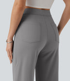 Pantalon coupe droite DayStretch décontracté court, taille haute, à poches