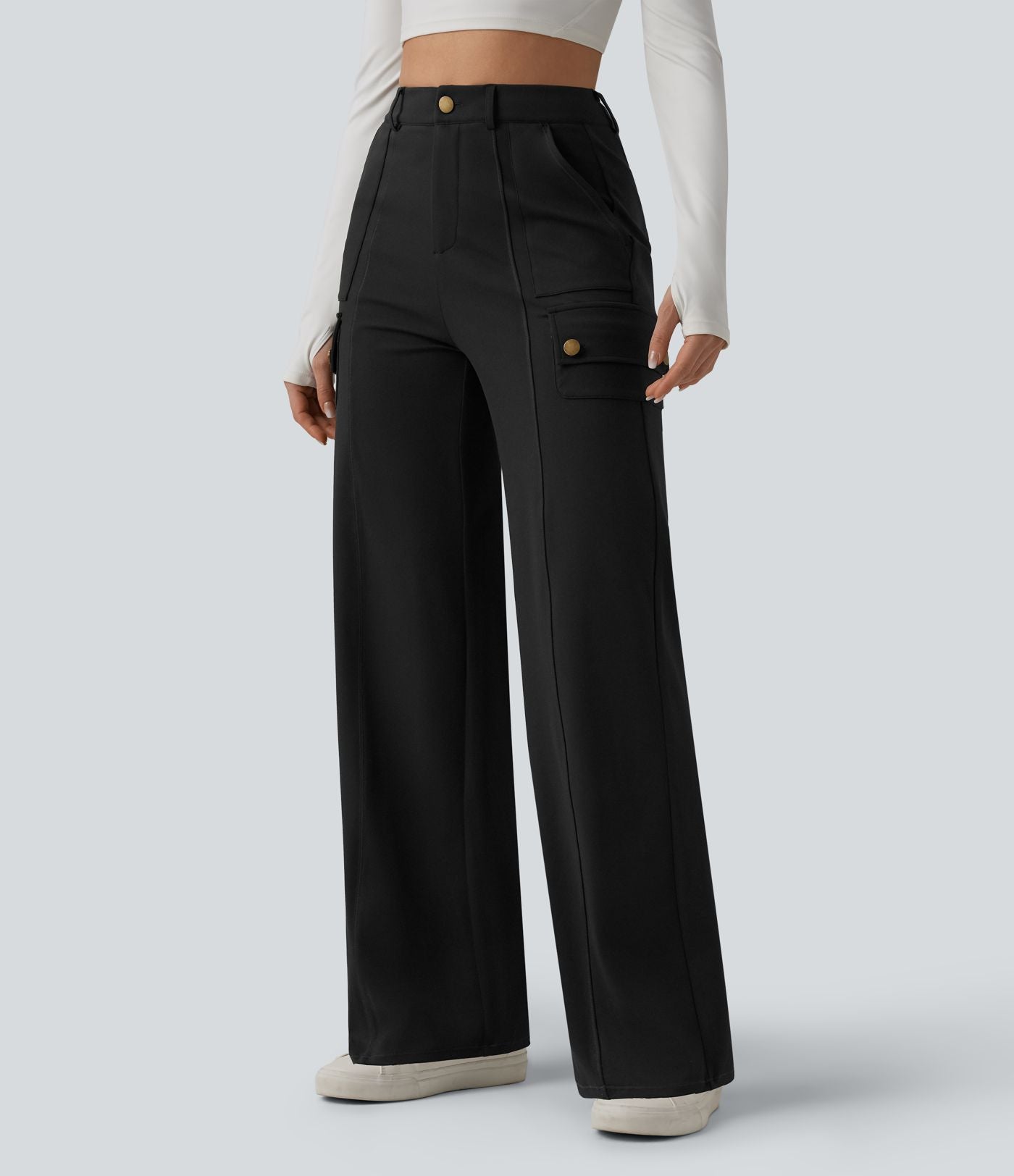 DayStretch Pantalon cargo décontracté taille haute coupe droite avec poches