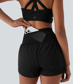 Short de course SpeedWave™ taille haute mesh contrastant 2-en-1 séchage rapide avec multiples poches
