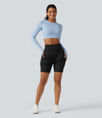Short de yoga SoftlyZero™ Airy 18cm effet frais InstantCool taille haute froncé avec poches