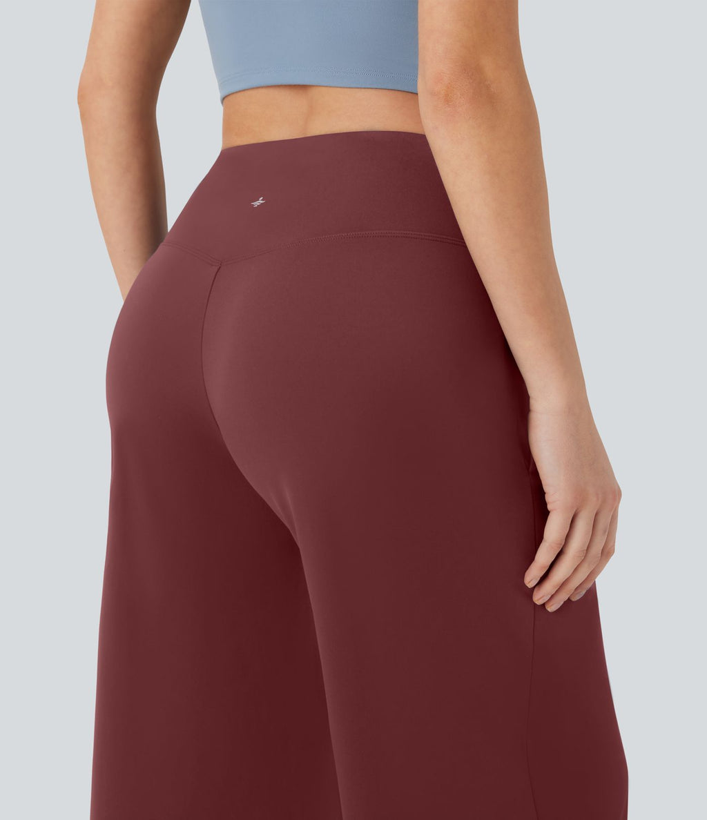 Pantacourt de yoga Cool Touch Softlyzero™ aérien à taille haute croisée, jambe large et poches