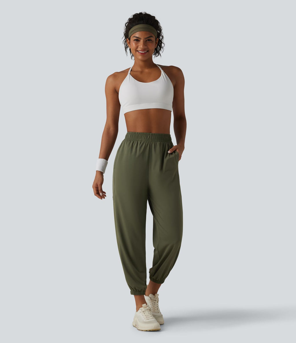 Jogging de sport taille haute en maille contrastée respirante avec poches - Protection solaire UPF50+