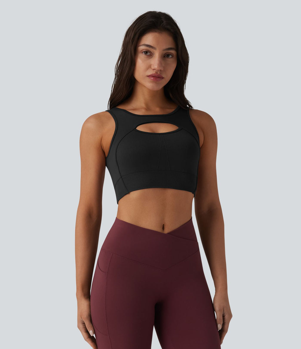 OneForm Brassière de sport de yoga sans coutures maintien léger avec découpes et soutien-gorge intégré réversible