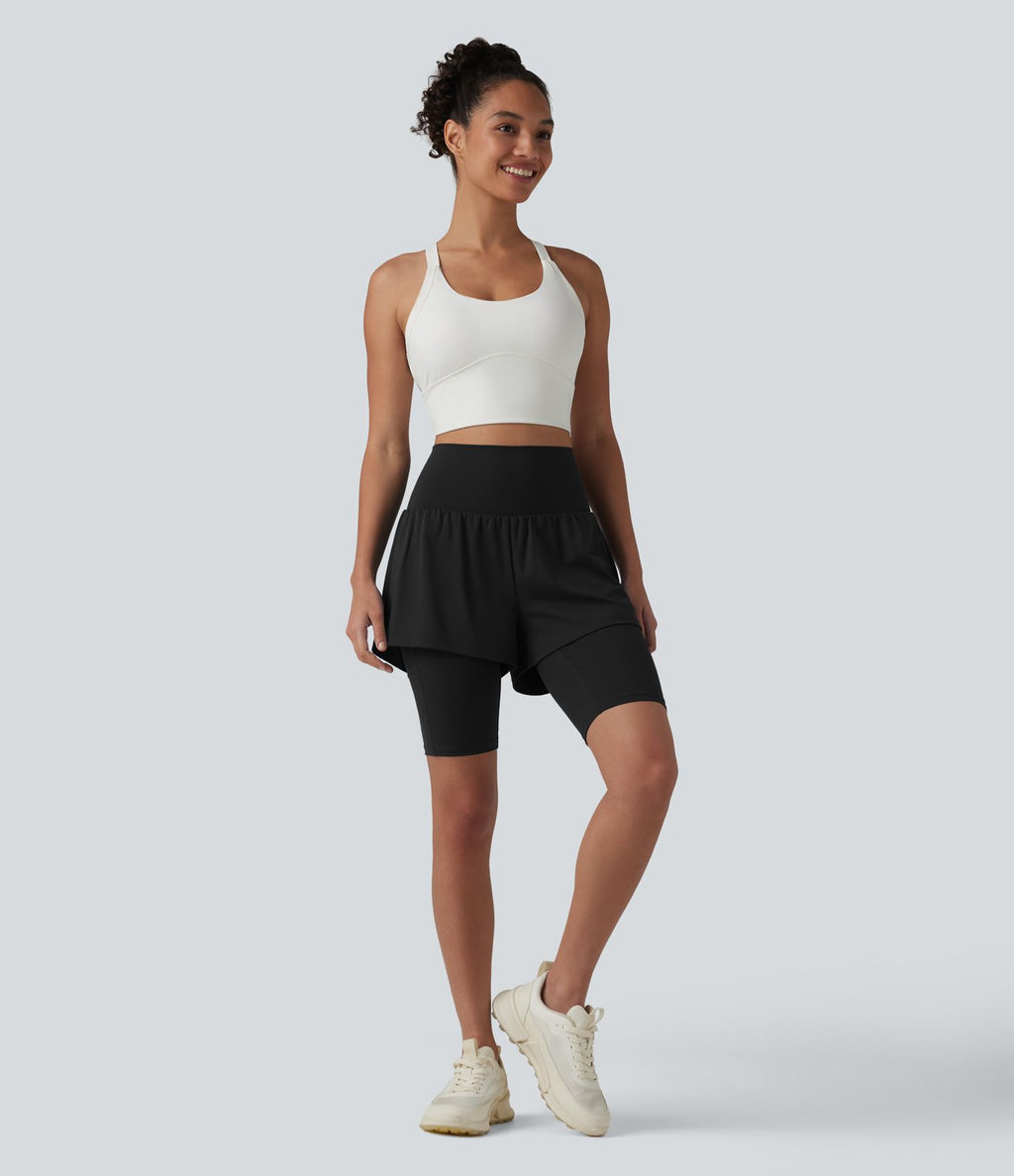 Short de yoga 2-en-1 SoftlyZero™ Airy effet frais InstantCool taille ultra-haute 22,8 cm avec poches