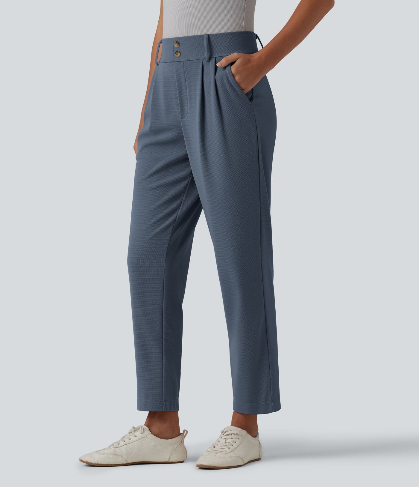 Halara Flex™ Pantalon tailleur fuselé taille haute en tissu gaufré avec poches