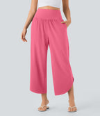 Pantalon fluide resort Breezeful™ à séchage rapide, coupe fendue et effet ventre plat