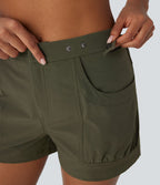 Short décontracté taille moyenne à ceinture ajustable et poches latérales