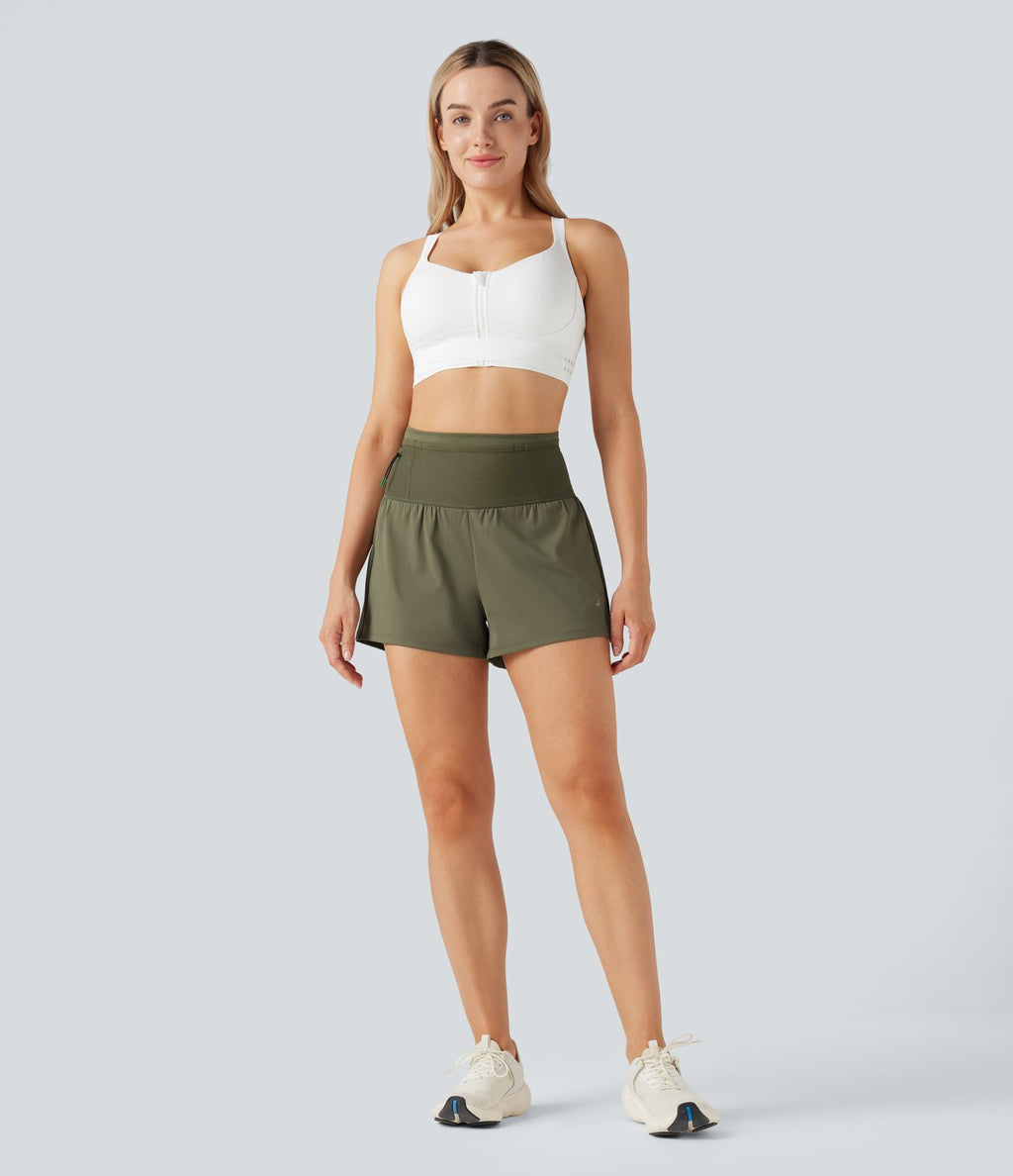 Short de course SpeedWave™ taille haute mesh contrastant 2-en-1 séchage rapide avec multiples poches