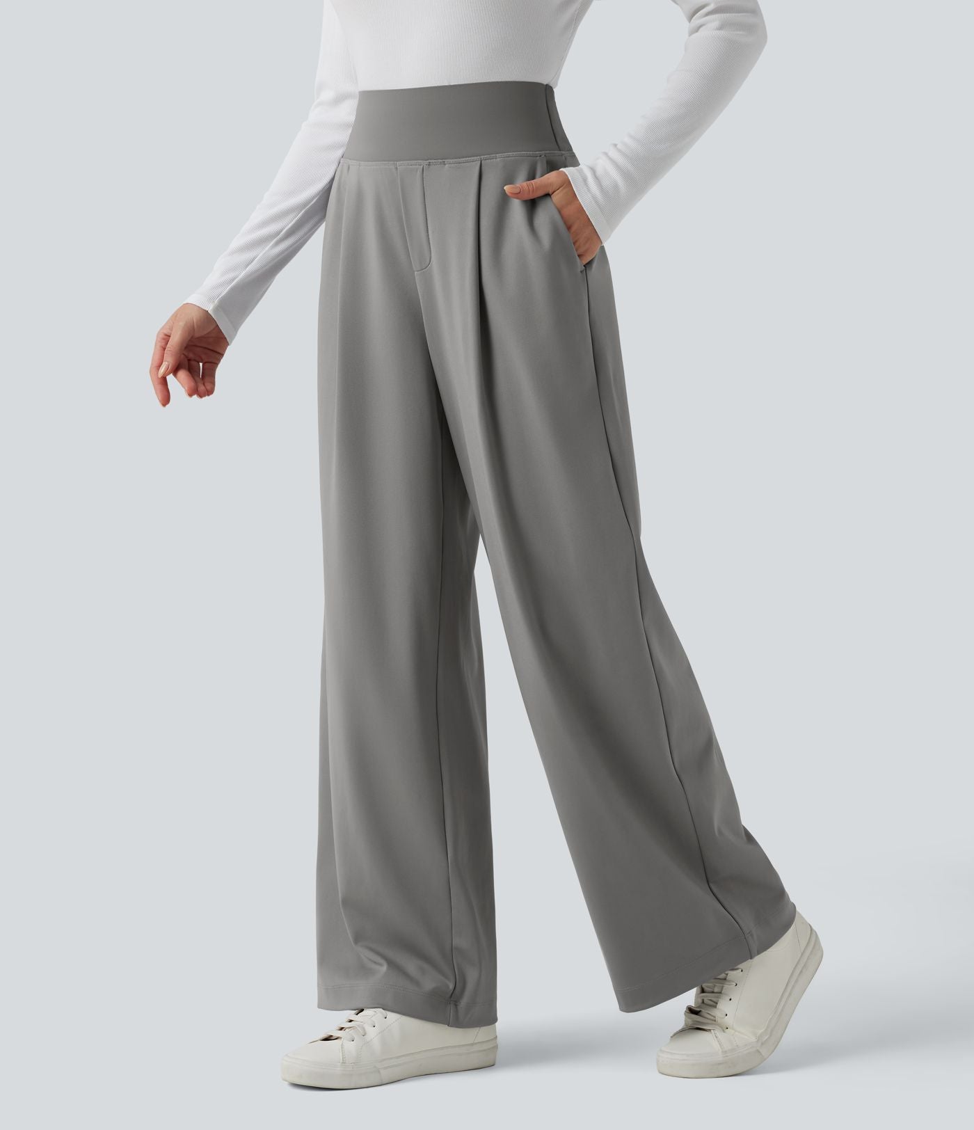 Pantalon tailleur jambes droites taille haute gainant Halara Flex™ DayStretch avec poches