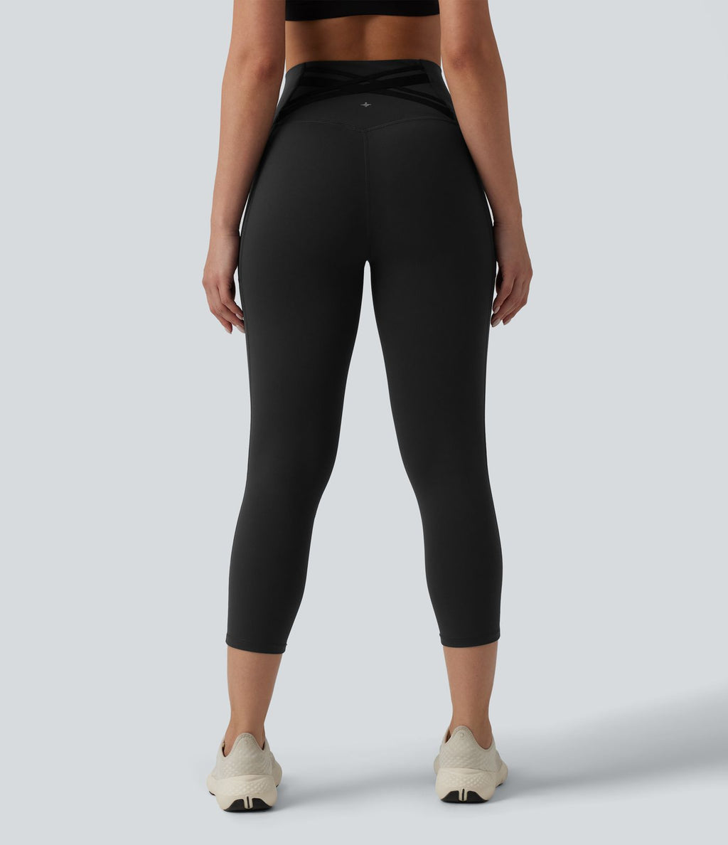 Legging de course capri Halara Ultrasculpt™ taille haute gainant dos croisé avec poches