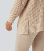 Cardigan décontracté gaufré manches longues avec poches