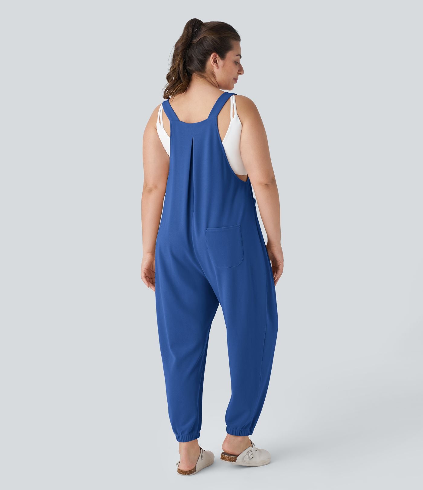 Sangle Réglable Bouton Plusieurs Poches Plissé Gaufré Casual Grande Taille Salopette