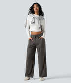 Pantalon tailleur large taille moyenne avec cordon de serrage Halara Flex™ DayStretch avec poches