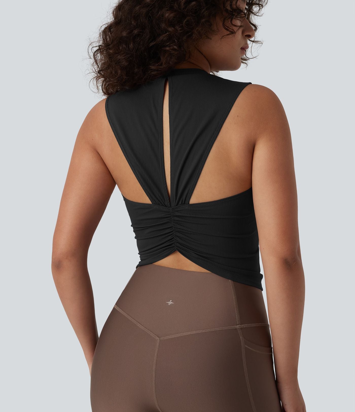 Débardeur de sport maille côtelée col rond