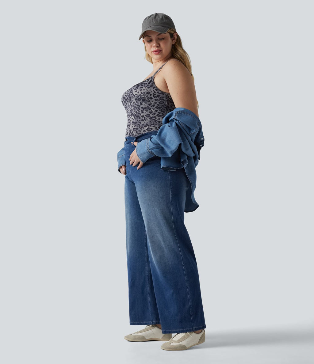 Halara Flex™ Jean large casual grande taille taille haute ventre plat avec poches