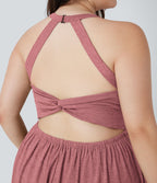 Combinaison-short de séjour grande taille 2-en-1 dos nu torsadée avec poches - Easy Peasy Edition