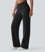 Pantalon décontracté SpacerTek™ taille haute croisée, jambes droites avec poches