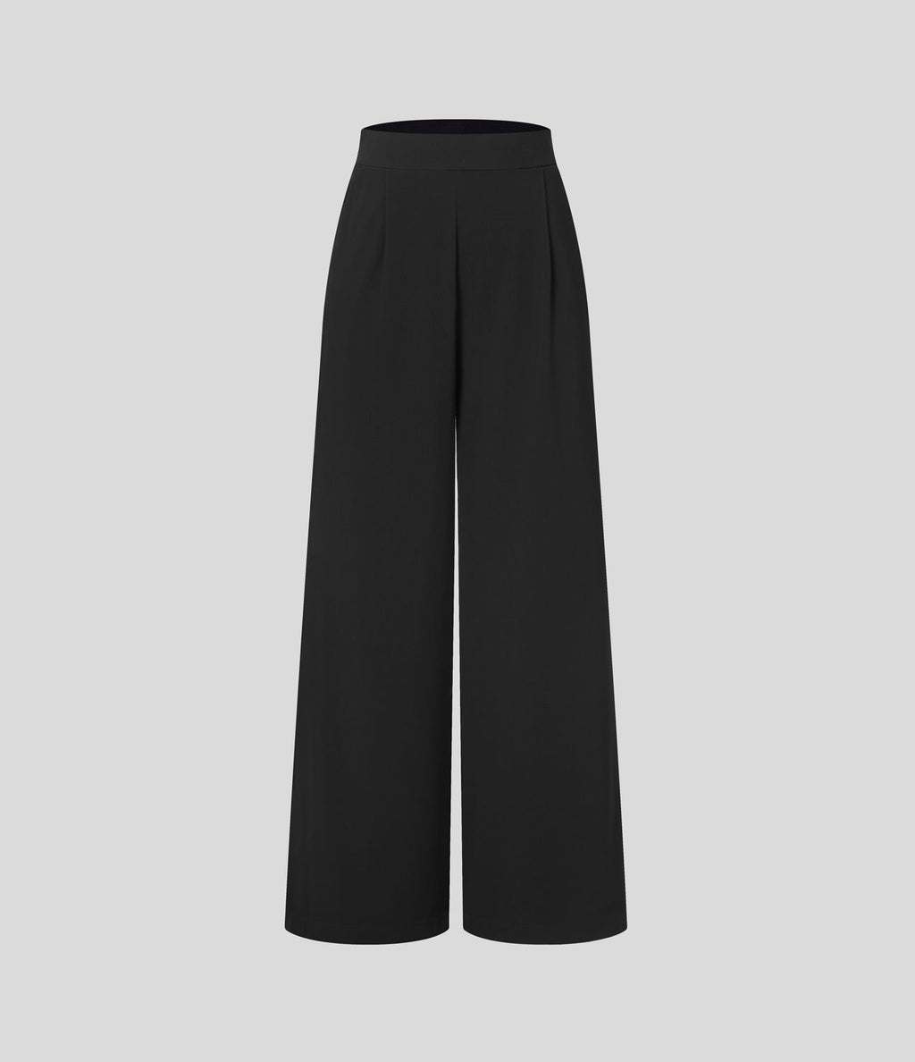 Halara Flex™ Pantalon Tailleur Évasé à Taille Haute Sculptant la Silhouette avec Poches Latérales Micro Waffle