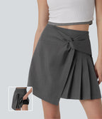 Jupe courte casual 2-en-1 à plis taille haute