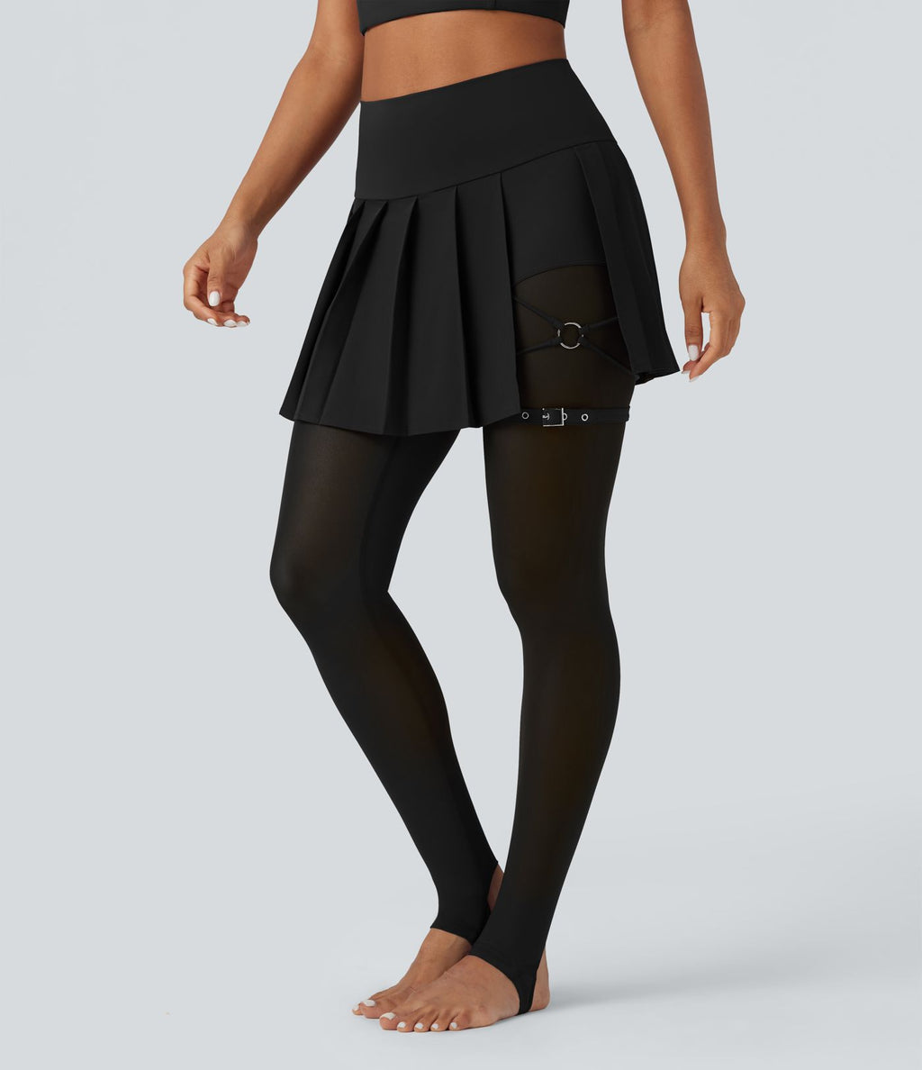 Legging à jupe étrier danse Breezeful™ 2-en-1 taille haute plissé résille contrastante séchage rapide avec poches