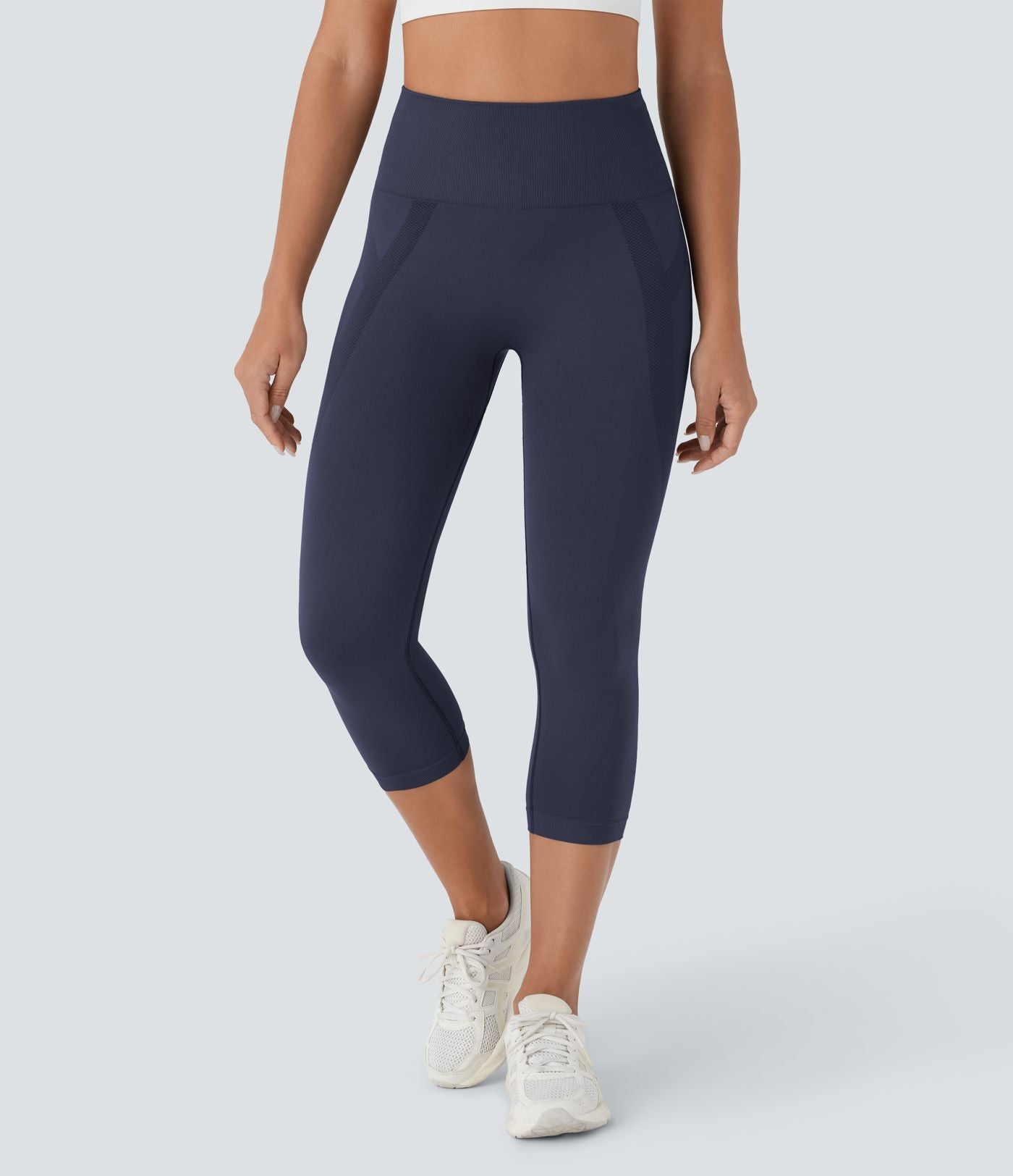 Legging capri yoga taille haute froncé sans couture OneForm Seamless Flow