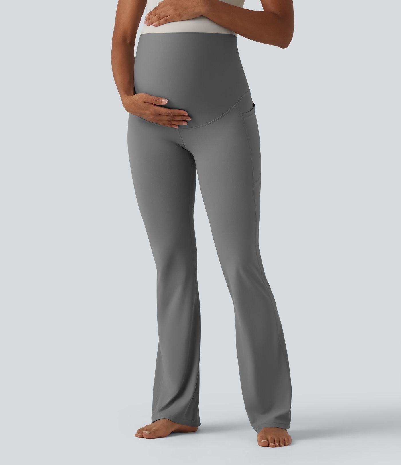 SoftlyZero™ Legging de yoga de maternité évasé taille super haute avec poches