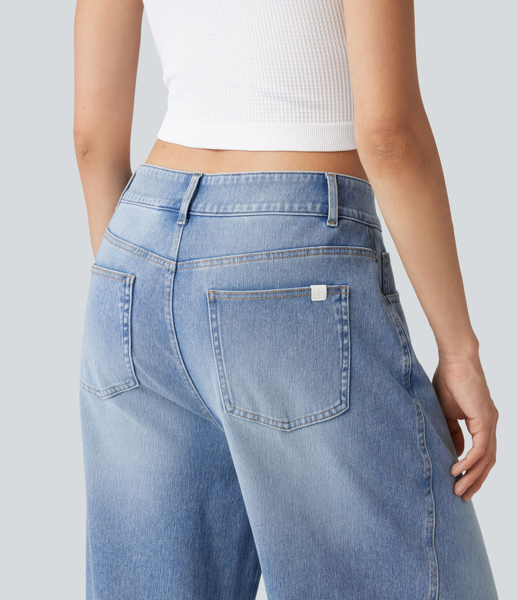 Halara Flex™ Jean barrel casual taille basse avec poches