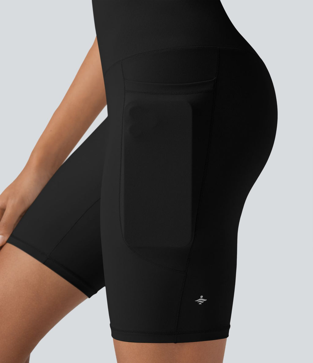 Short cycliste 7,5 cm d'entraînement gainant galbant taille haute avec effet scrunch et poches Halara UltraSculpt™