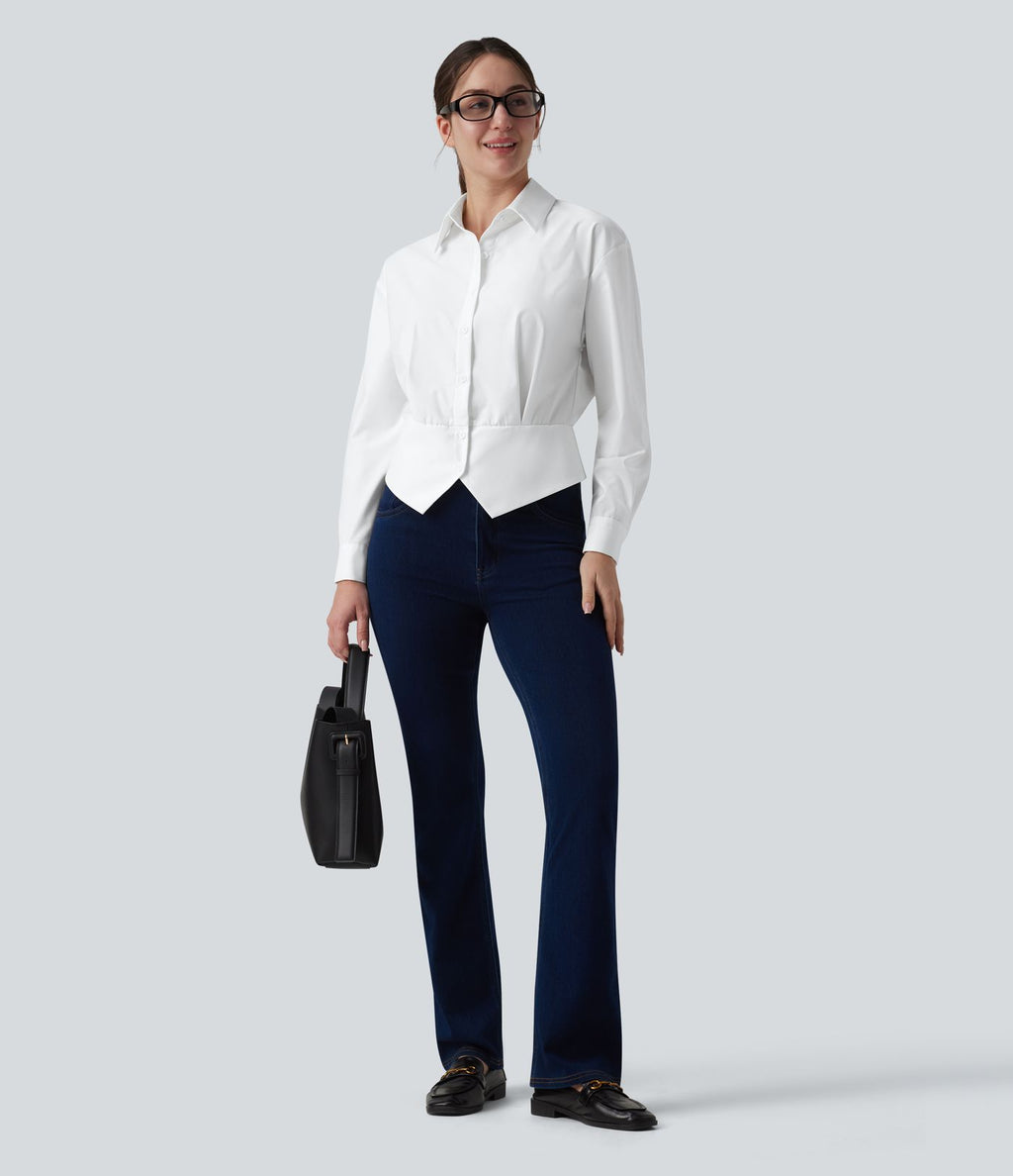 Chemise tailleur col manches longues taille cintrée ajustable