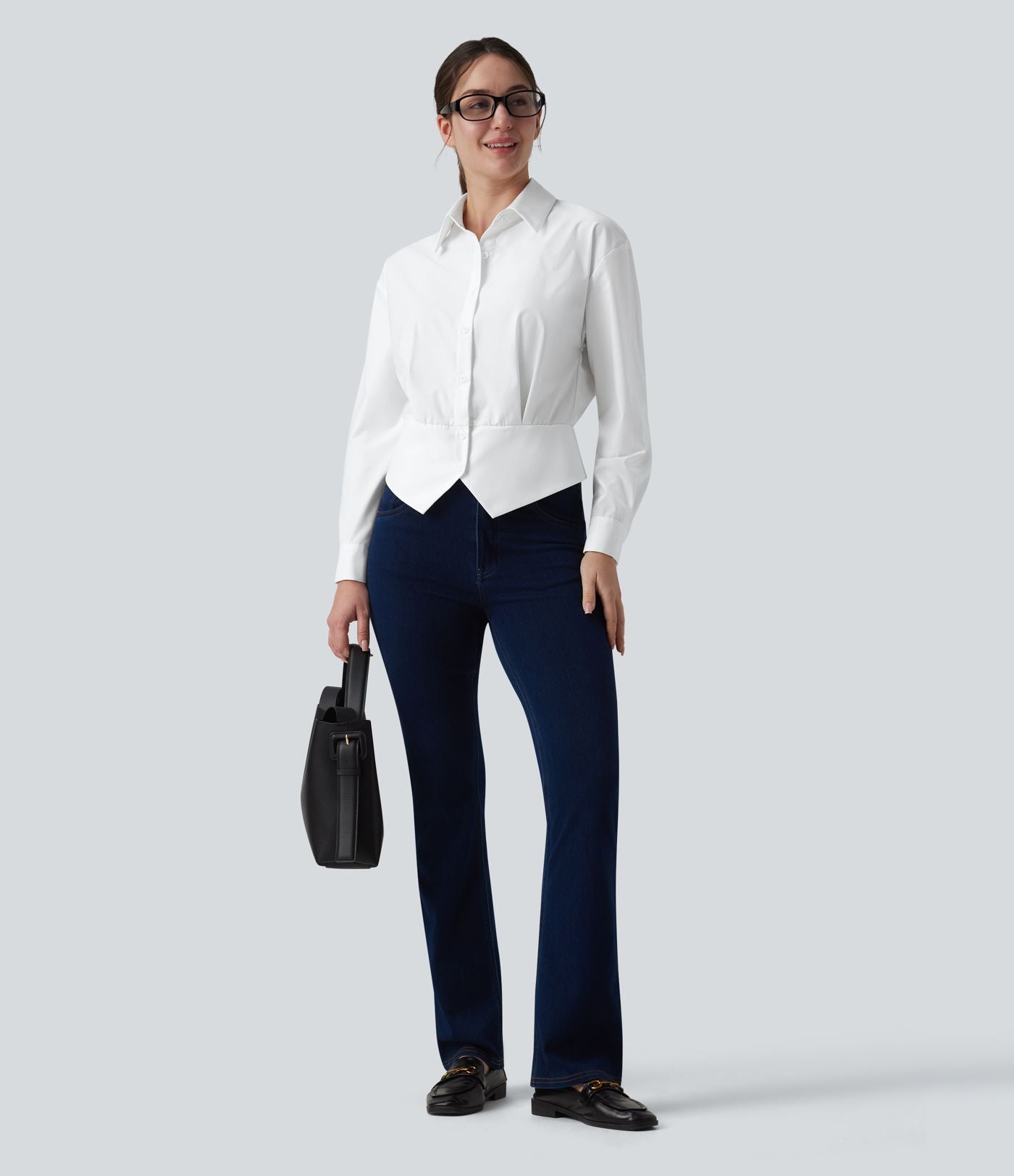 Chemise tailleur col manches longues taille cintrée ajustable
