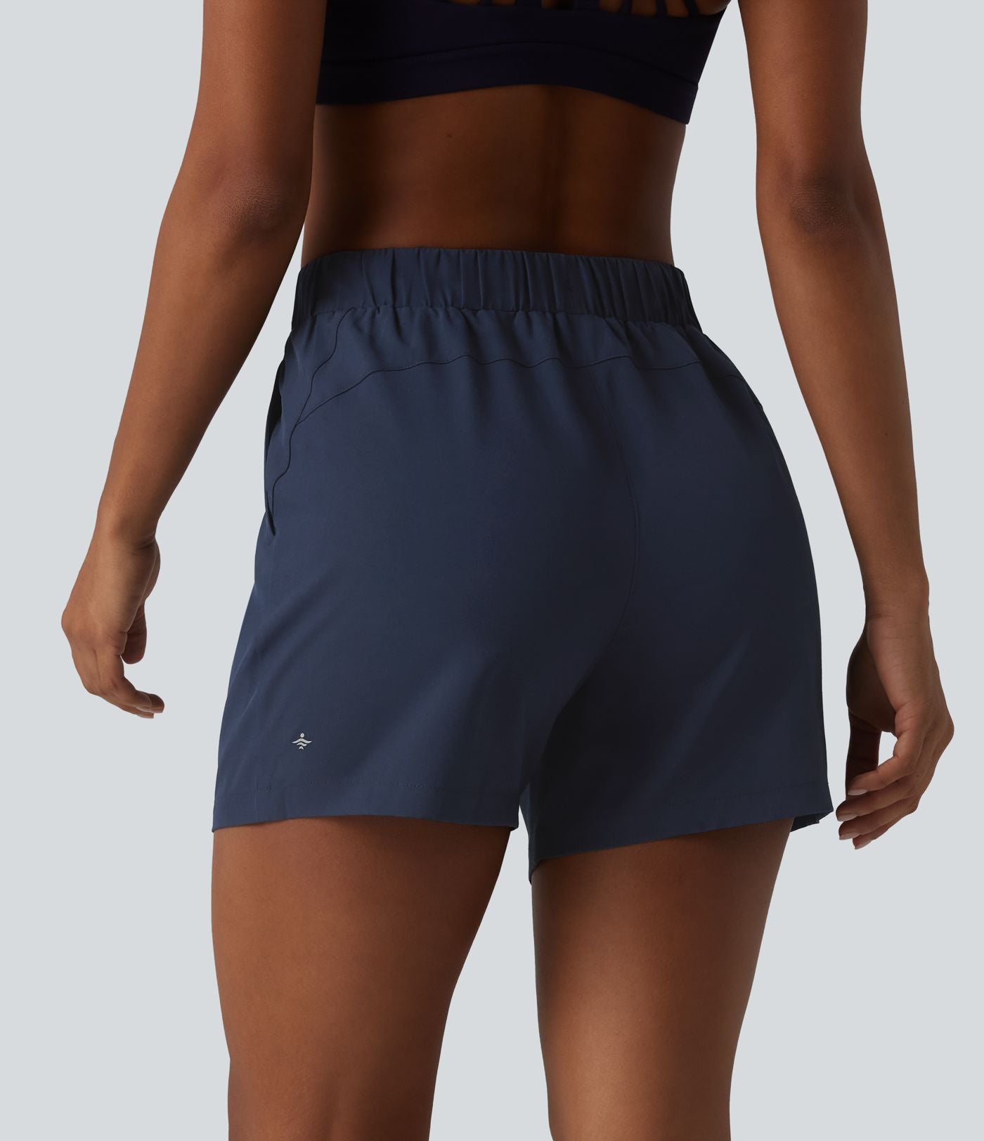 Short de yoga plissé taille haute élastique 12,5 cm avec cordon de serrage et poches