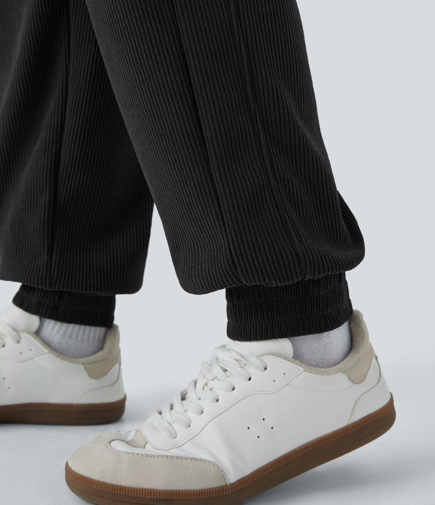 Pantalon de jogging décontracté en velours côtelé à taille haute avec poches latérales