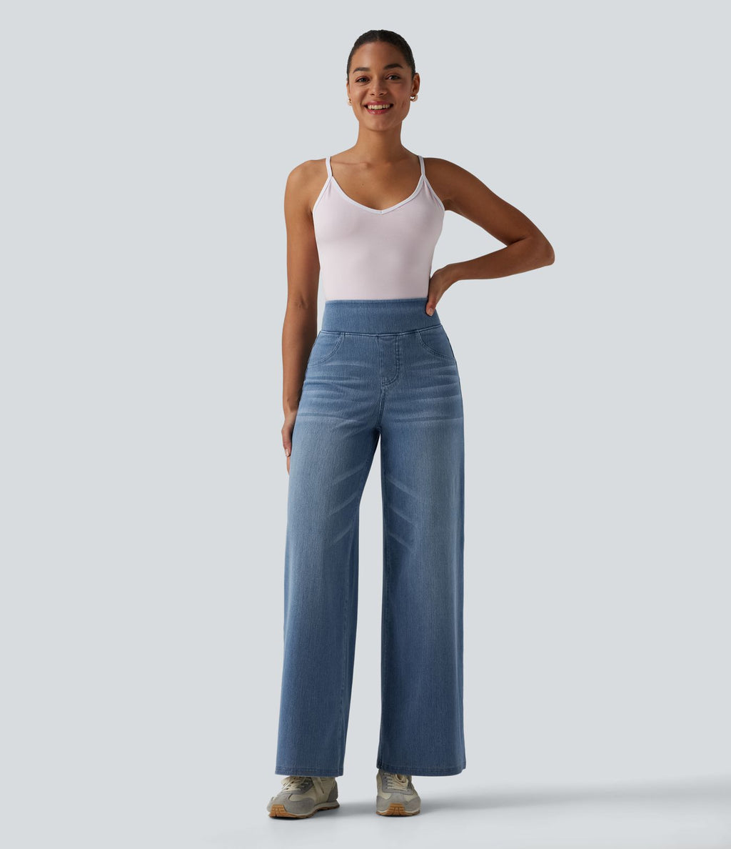 Jean large décontracté Halara Flex™ taille haute gainant avec poches