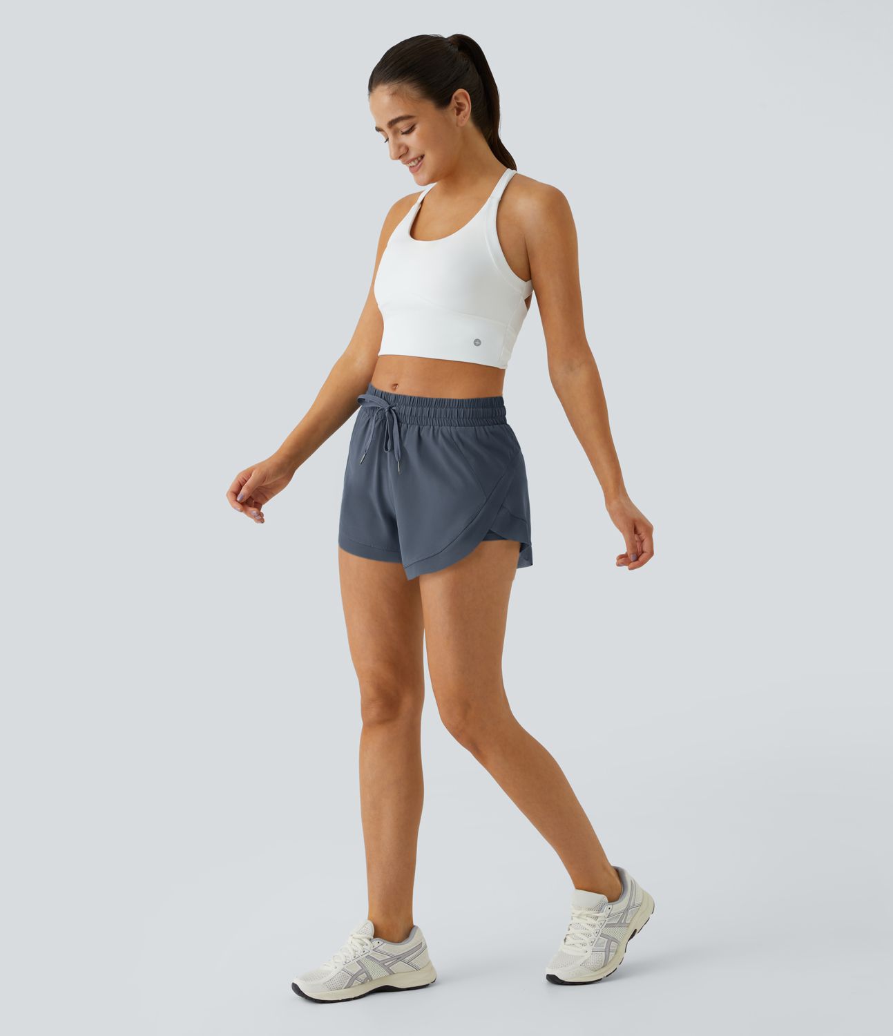 Shorts Running 7,5cm 2 en1 Taille Mi-Haute Cordon de Serrage Empiècement Mesh Contrastant