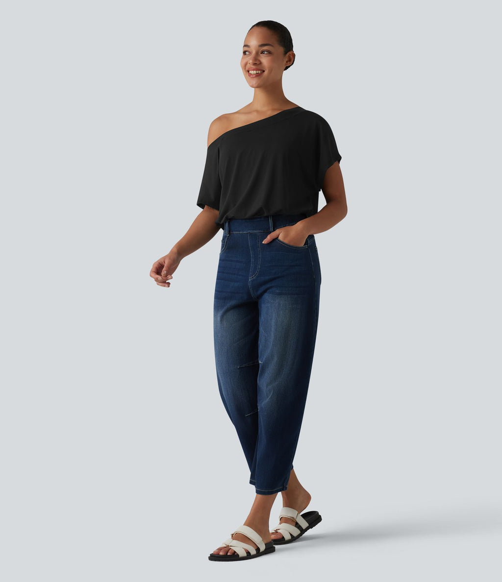 Body casual asymétrique une épaule à manches courtes, séchage rapide et soutien-gorge intégré