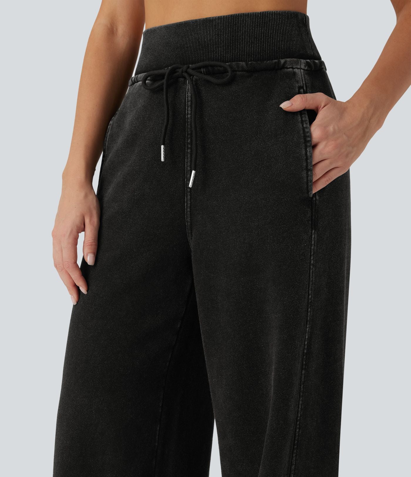 Jean jogging baggy Halara Flex™ molleton français taille haute avec cordon de serrage et poches