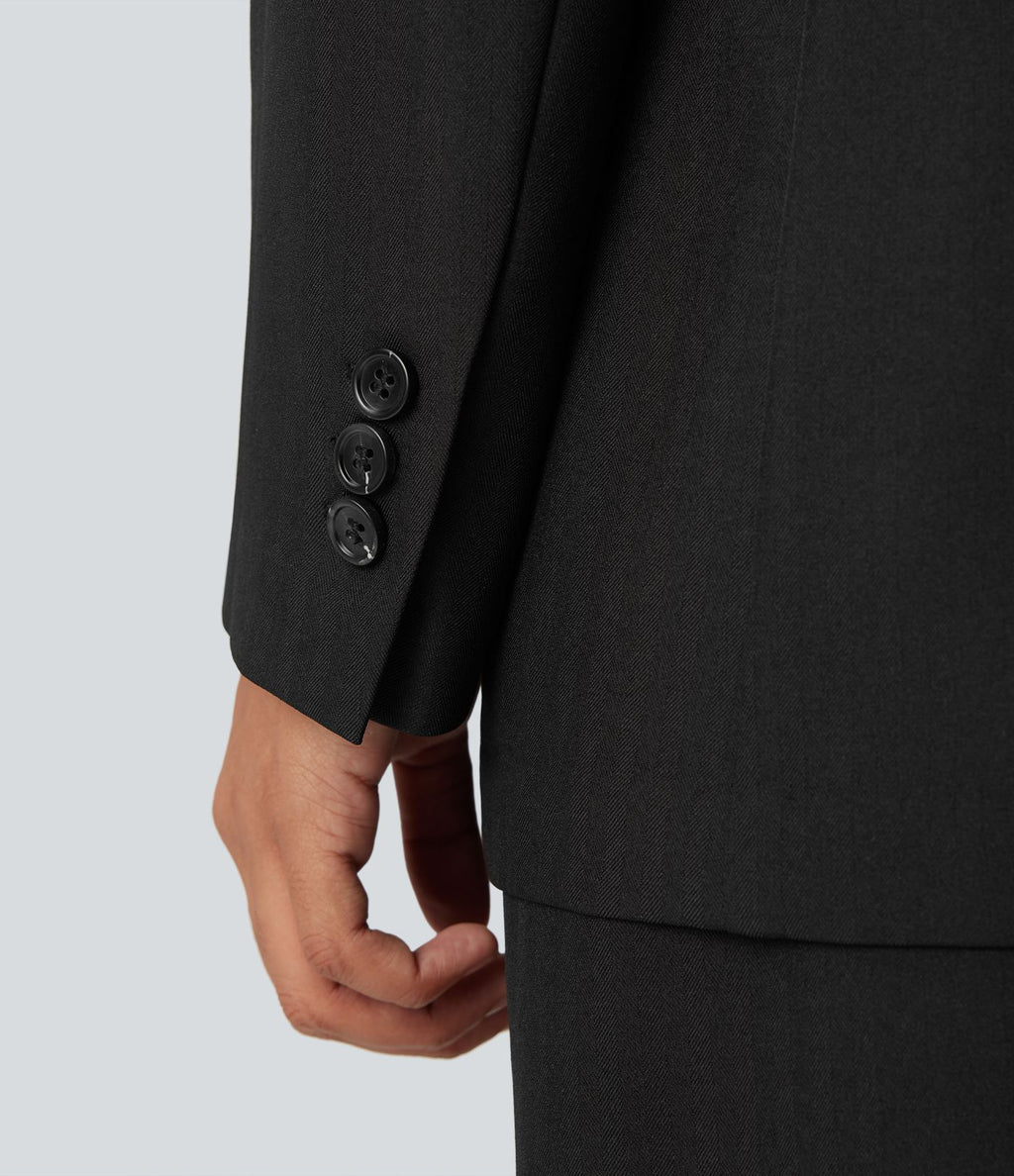 Blazer de travail anti-froissement aspect lin col cranté manches longues avec poches