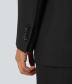Blazer de travail anti-froissement aspect lin col cranté manches longues avec poches