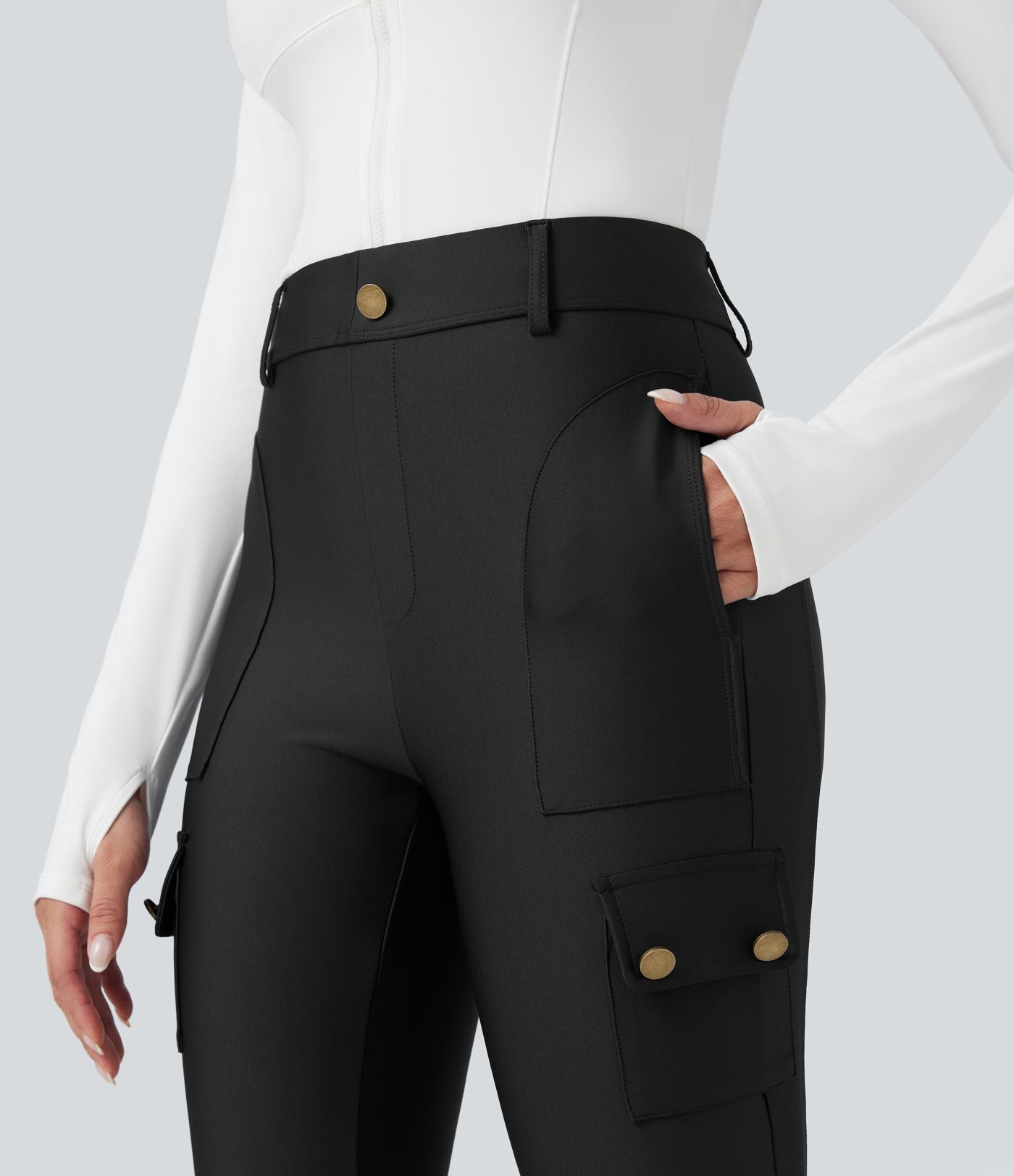 Legging 7/8 brillant taille haute avec poches