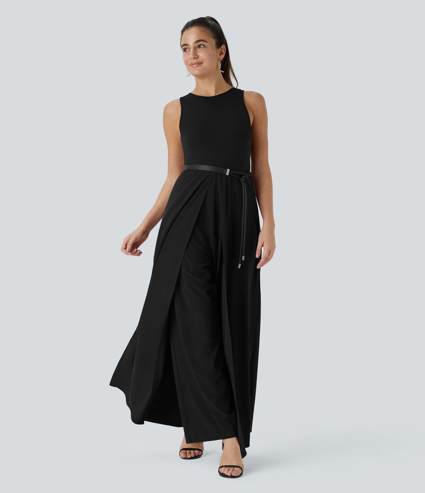 Combinaison Breezeful™ à séchage rapide pour demoiselles d'honneur et invitées de mariage, sans manches, avec fermeture éclair, poches latérales et détails contrastés