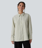 Chemise tailleur oversize manches longues à rayures